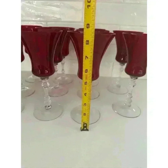 Cambridge Glass Hadron Ruby Red Water Glasses Vintage Set Of 11 - Picture 4 of 7